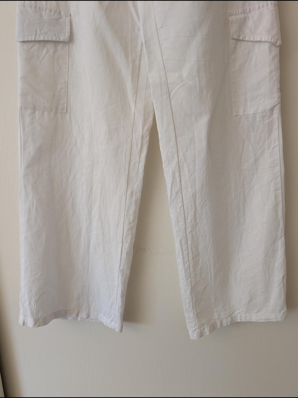 Edikted Womens Medium 100% Cotton Wide Leg Cargo Pants White Minimalist Summer - Picture 2 of 8